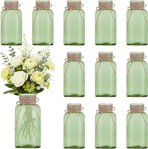Vista 13 de Jarrón de cristal vintage, jarrones de centro de mesa de vidrio de granja, tarros de masón para bodas, fiestas y decoración del hogar a granel