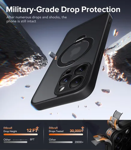 Vista 6 de Funda magnética mejorada para iPhone 14 Pro, soporte irrompible y magnético, protección de grado militar, funda para teléfono compatible
