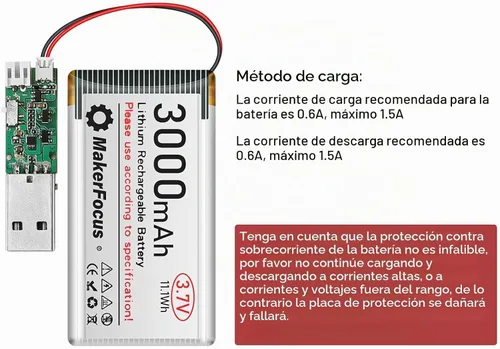 Vista 5 de 3.7V 3000mAh batería recargable de polímero de litio para ESP32 1 unids