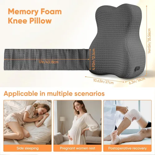 Vista 5 de Knee Pillow for Side Sleepers, 11 Inch Memory Foam Leg Pillow for Sciatica, Hip, Back & Knee Pain Relief, Orthopedic Sleeping Cushion for Adults