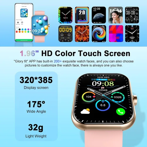 Vista 2 de Reloj inteligente (respuesta/hacer llamada), reloj inteligente de 1.96 pulgadas para hombres y mujeres, nuevo reloj de fitness 2025 con más de 110