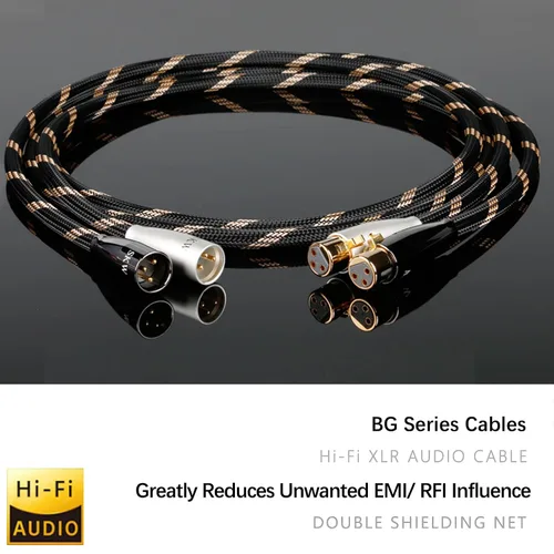 Vista 2 de SKW Un par de cables equilibrados XLR macho a XLR hembra de 3 pines para micrófonos y equipos de estudio, cable blindado trenzado de alta