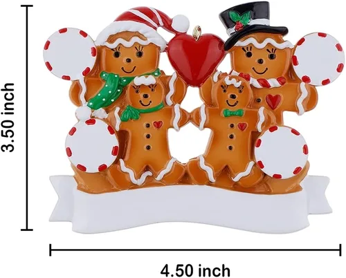 Vista 5 de Adorno de Navidad de pan de jengibre personalizado para abuelos, niños, amigos