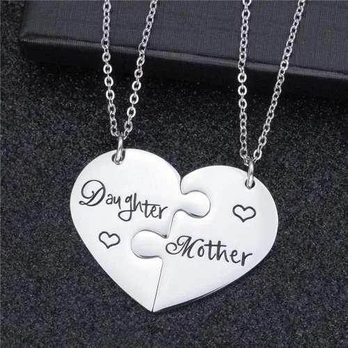 Vista 4 de iJuqi Collar de regalo para madre e hija, 2 collares para mamá de hija, regalos para mamá, regalos para hija, regalos para Navidad, Día de la Madre