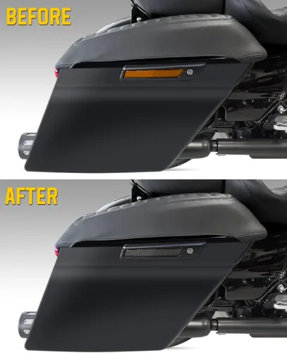 Vista 3 de Insertos reflectores de bolsa de sillín color negro, reflector de cubierta de pestillo de alforja compatible con Harley Touring 2014-2024 Street