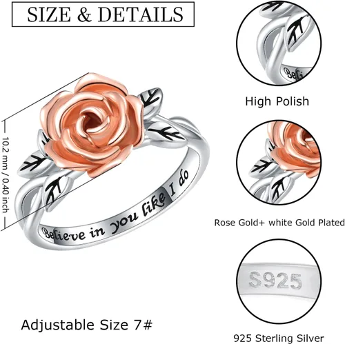 Vista 5 de Anillos giratorios para la ansiedad para mujeres, plata de ley 925, bandas de promesa rosa rosa para aliviar el estrés, joyería antiansiedad