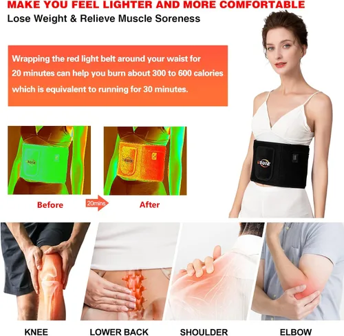 Vista 3 de USUIE Cinturón de terapia de luz roja, terapia de luz infrarroja, dispositivo de terapia de luz roja para cuerpo con temporizador para espalda