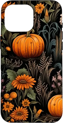 Vista 19 de iPhone 16 Autumn Flower Fall Halloween Spooky Pumpkin Floral Themed Case