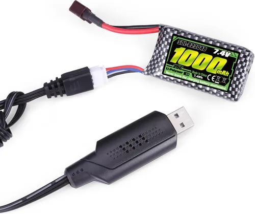 Vista 3 de HAIBOXING Batería de coche RC, batería recargable Li-PO de 7.4 V 1000 mAh para camiones RC 1/18 18859 y 18858 y 18868 y 18859A y 2196 y 2197 y 16889