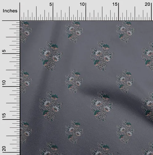 Vista 14 de Tela de poliéster oneOone de micro malla con hojas y estampado de bloques florales por Yardtwoinch de ancho