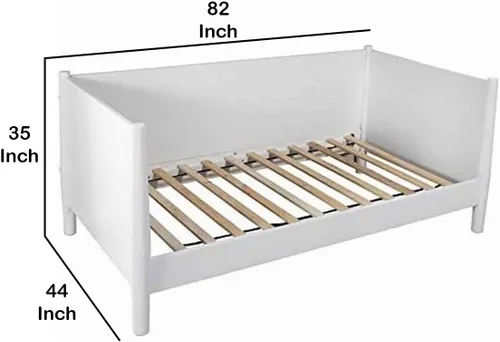 Vista 3 de Benjara - Sofá cama doble de madera moderna de mediados de siglo con patas redondas, color blanco