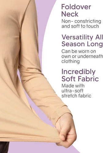Vista 4 de Stretch is Comfort Cuello alto de manga larga Oh So Soft para niña Talla juvenil 2-16