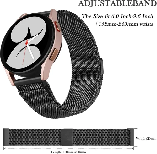 Vista 4 de Wanme Correa de repuesto para Samsung Galaxy Watch 4 de 1.575 in y 1.732 in, Galaxy Watch 4 Classic de 1.654 in y 1.811 in, para mujeres y hombres