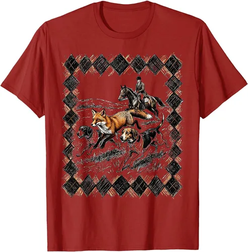Vista 17 de Preppy Argyle Fox Hunt Illustrated Graphic T-Shirt White