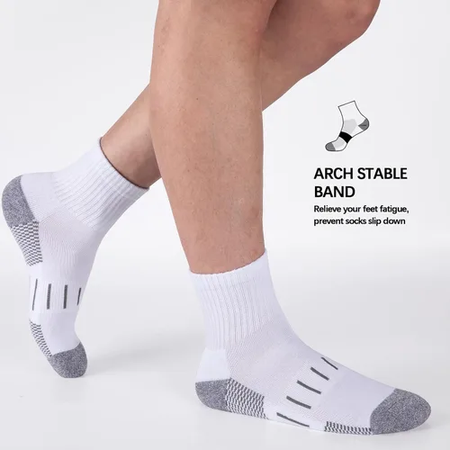 Vista 3 de Heatuff Calcetines deportivos para hombre con un cuarto de amortiguación, absorben la humedad, para correr, deportes, trabajo (8 pares)