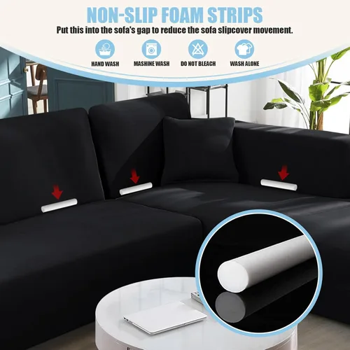Vista 4 de KinCam Fundas de sofá modulares en forma de L, fundas de sofá súper elásticas, 2 fundas de sofá para 3 + 3 plazas, funda de diván seccional con 2