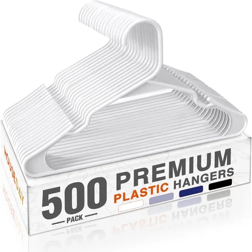 Vista 14 de HOUSE DAY Perchas de Plástico Premium Paquete de 10, Perchas para Ropa que Ahorran Espacio, Colgador Resistente para Abrigos - Organizadores