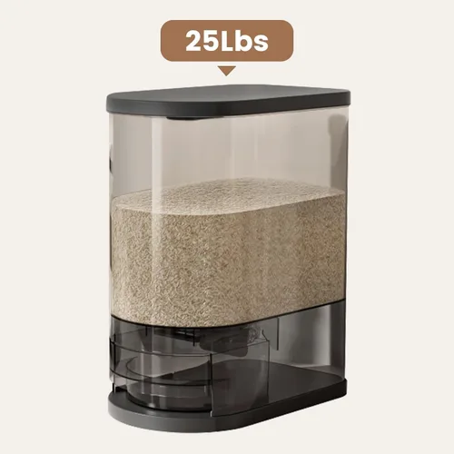 Vista 8 de SYNCVIBE Dispensador grande de arroz de 22 a 25 libras, dispensador de cereales, contenedor de almacenamiento de alimentos con taza medidora, Negro
