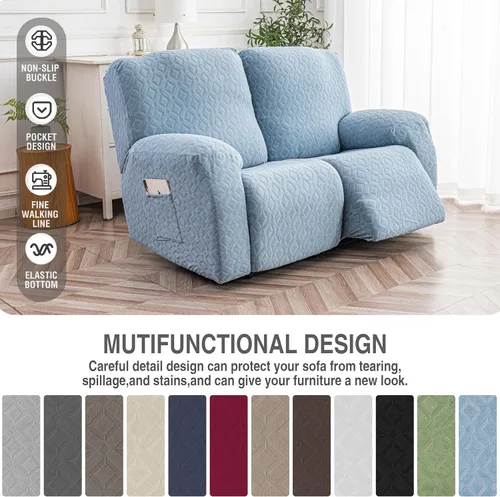 Vista 242 de Gennia Funda Impermeable para Silla Reclinable, Fundas Elásticas para Sofá Reclinable con Bolsillos, Fundas Lavables para Silla Reclinable Lazy Boy