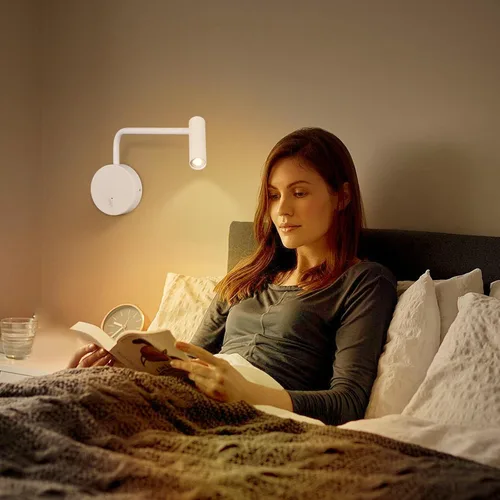 Vista 4 de ZEROUNO Lámpara de lectura montada en la pared para dormitorio, aplique cableado con interruptor de encendido/apagado, moderna lámpara de pared