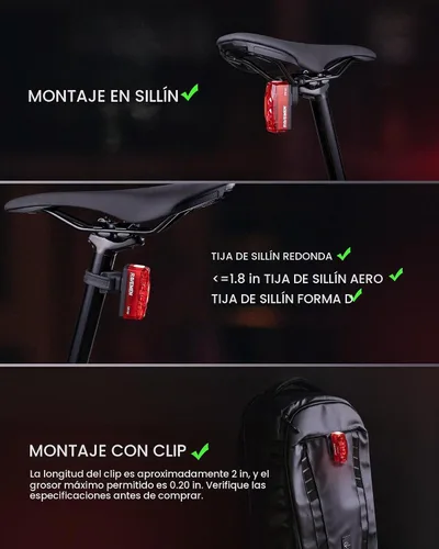 Vista 5 de RAVEMEN TR150/TR250 Bike Tail Light, 280° Visible Bike Rear Light
