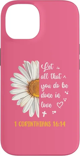 Vista 4 de Linda Daisy 1 Corinthians 16:14 Love Bible Verse for Women Case for iPhone 17