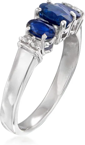 Vista 3 de Ross-Simons 0.88 ct. t.w. Sapphire Ring With White Topaz Accents in Sterling Silver