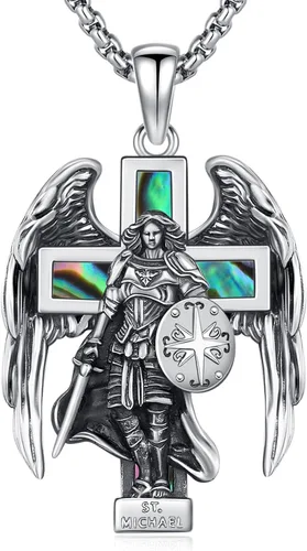 Vista 126 de 925 Sterling Silver Patron Saint Amulet Necklace for Men Women plateado