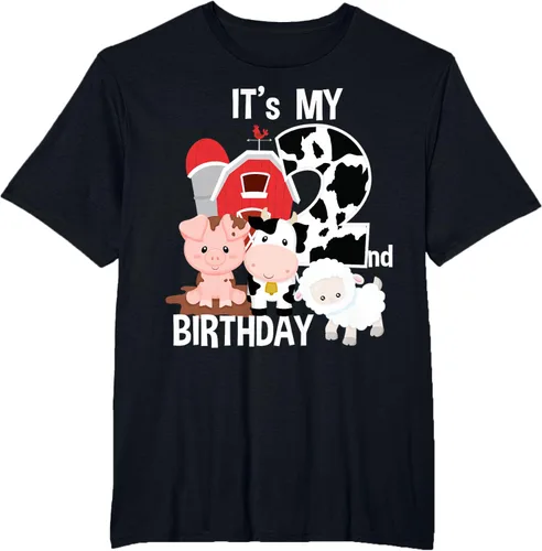 Vista 74 de Camiseta para fiesta de 2 años con texto en inglés "It's My 2nd Birthday", Negro