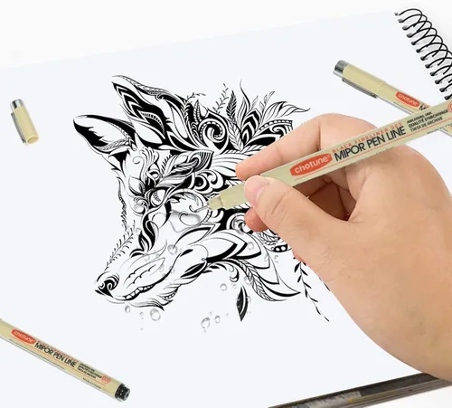 Vista 6 de GETHPEN - Juego de 6 marcadores multipunto negros de punta fina, marcadores de tinta archivada impermeable para dibujo, ilustración artística