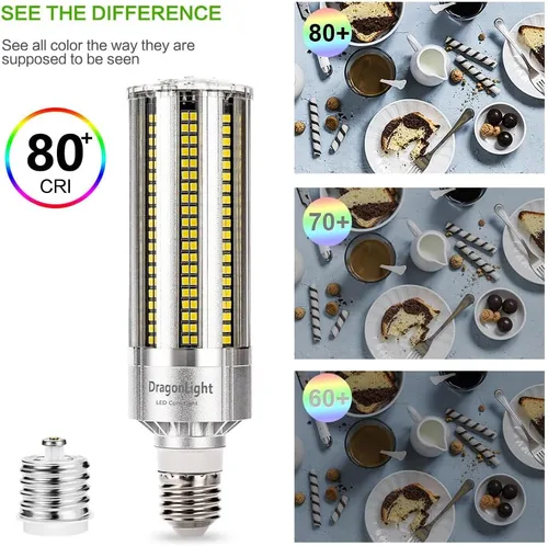 Vista 8 de DragonLight Bombilla LED de maíz mejorada de 60 W sin ventilador (reemplazo de 200 vatios MH/HPS) E26/E39 lámpara LED de base de Mogul grande 6000K