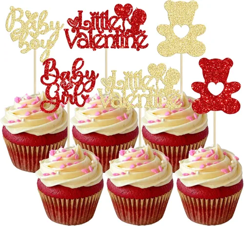 Vista 8 de Ephlyn 1 decoración de pastel de corazón con purpurina para el día de San Valentín, primer cumpleaños, decoración para baby shower, fiesta