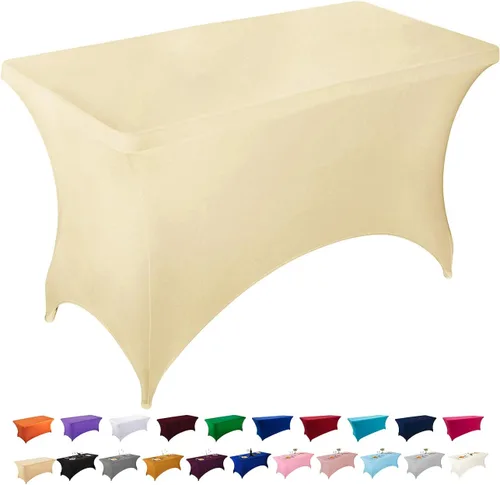 Vista 35 de Peomeise - Funda de mesa de elastano de 4 pies, mantel rectangular elástico de elastano (verde manzana, 4 pies)