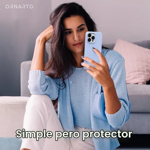 Vista 6 de ORNARTO - Funda para iPhone 14 Pro de 6.1 pulgadas, silicona líquida delgada, azul bebé 3-Layer Full Covered Soft Gel Rubber, Non-Slip Grip