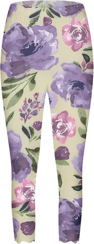 Vista 4 de Pantalones capri para mujer, estilo casual, estampado floral, festoneados, ajustados, para yoga, verano, playa, atléticos, elásticos