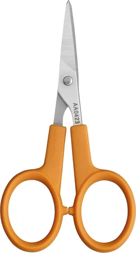 Vista 9 de Fiskars Tijeras con mango naranja de corte recto, hojas de acero inoxidable, mango ambidiestro de doble asa