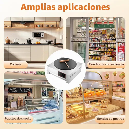 Vista 7 de Máquina eléctrica comercial de panqueques de 16 pulgadas, sartén antiadherente de acero inoxidable 430 de 1700 W, ajustable, 122-572 °F