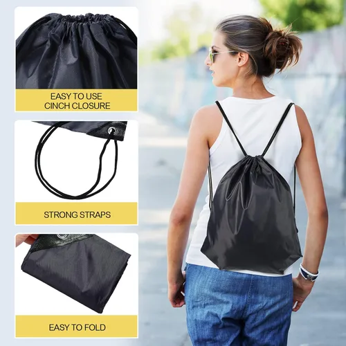 Vista 2 de 100 unidades de mochila con cordón para deportes a granel, bolsas de cordón para gimnasio, bolsa de poliéster para niños, hombres y mujeres, 10