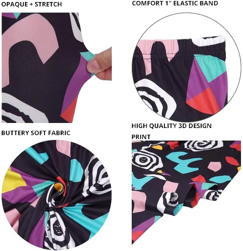 Vista 5 de sissycos - Leggings suaves como la seda y elásticos para mujer, con estampado salpicado artístico y estilo de años ochenta