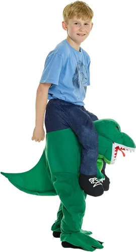 Vista 3 de Morph Disfraz infantil de dinosaurio a cuestas de T-Rex para niños, disfraz de ilusión