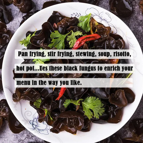 Vista 6 de VIGOROUS MOUNTAINS - Setas orgánicas secas comestibles de madera para orejas de hongos negros, 4 onzas Auricularia Auricula-judae para cocinar