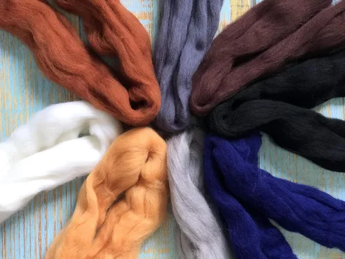 Vista 4 de T.F GHG Hilo de lana para fieltro de aguja, juego de 8 colores, 15 G/color, total 4.23 onzas, 100% lana natural, fibra de lana para hilo de fieltro