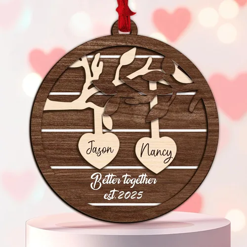 Vista 16 de Adorno personalizado para el primer aniversario, recuerdo romántico de corazón de cerámica con nombres y año, regalo para parejas, decoración única