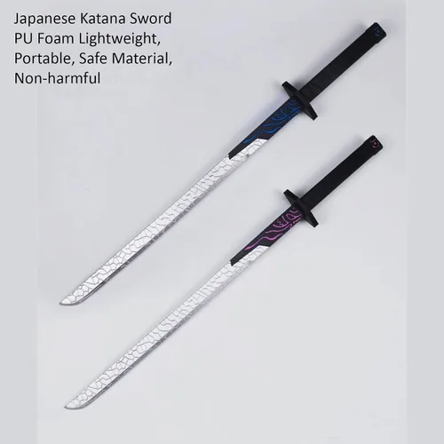 Vista 3 de Espada de anime japonés Samurai Pu de 32 pulgadas, espada de anime ninja Katana juguete para adolescentes, adultos, jugar, esgrima, diversión