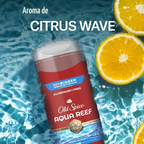 Vista 8 de Old Spice Desodorante sin aluminio para hombres, protección contra olores 24/7, frescura 24/7 y aroma duradero, Aqua Reef con aroma a ciprés, 3.8