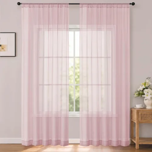 Vista 60 de OWENIE White Sheer Curtains 96 Inches Long 2 Panels for Living Room 52 Wide