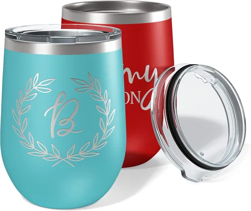 Vista 15 de Regalos para el Día de la Madre para mamá, vaso de vino personalizado con tapa, 12 onzas, negro, regalos personalizados para mujeres, vasos aislados