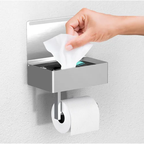 Vista 15 de Day Moon™ Soporte de papel higiénico de níquel cepillado - Soporte de rollo moderno para montaje en pared para baño