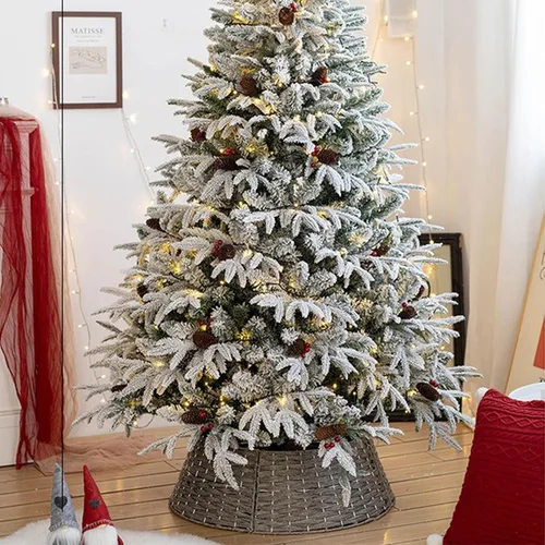 Vista 5 de Falda de cuello para árbol de Navidad, hecha a mano, mimbre artificial, soporte de mimbre para árbol de Navidad, base de árbol de Navidad, anillo