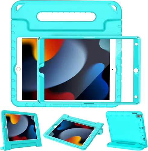 Vista 15 de LTROP Funda infantil para iPad de 9ª/8ª/7ª generación (2021/2020/2019), iPad 10.2 con protector de pantalla integrado, funda para niños con soporte